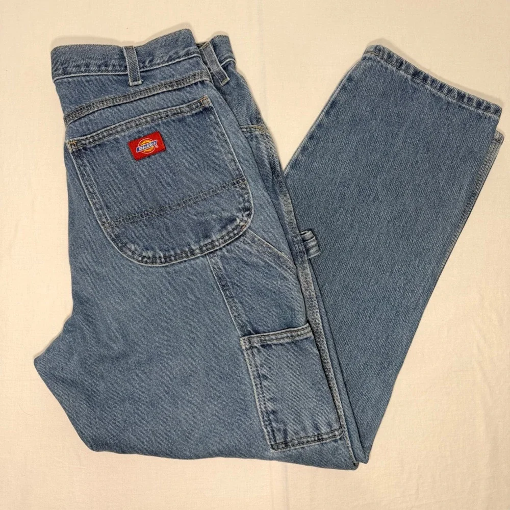 Dickies 1993SNB Carpenter Jeans Mens 32x30 Blue Denim Hammer Loop Work Pants